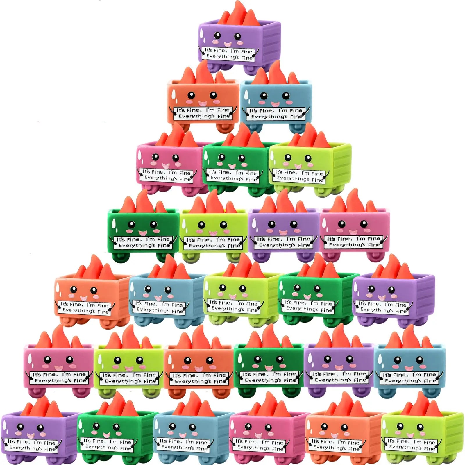 50/100Pcs Mini Luminous Dumpster Fire Ornaments Humorous Nurse Teacher Appreciation Gifts, Glow in Dark Resin Figure Anxiety Relief Emotional Support Gift for Employee IT Administrative Service Industry Workers Desk Office Home Decoration