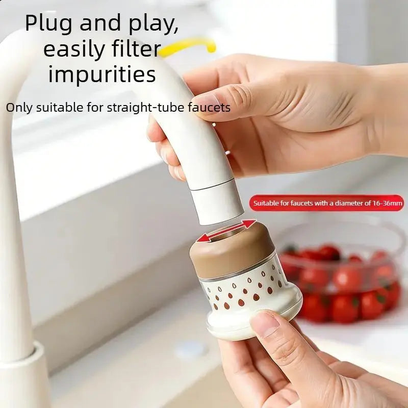 Miniature Water Faucet Filter with Multi-Layer Filtration for Fresh Water Kitchen Vegetable Washing Splash Guard Rotatable Water-Saving Purifier for Home Use