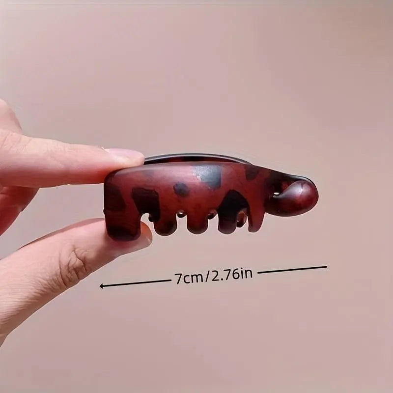 Women'S 4 Non-Slip Banana Hair Clips - Vintage Oval Leopard Print, Amber and Black, Fashion Hair Accessories for Secure Ponytails, Bun Hairstyles