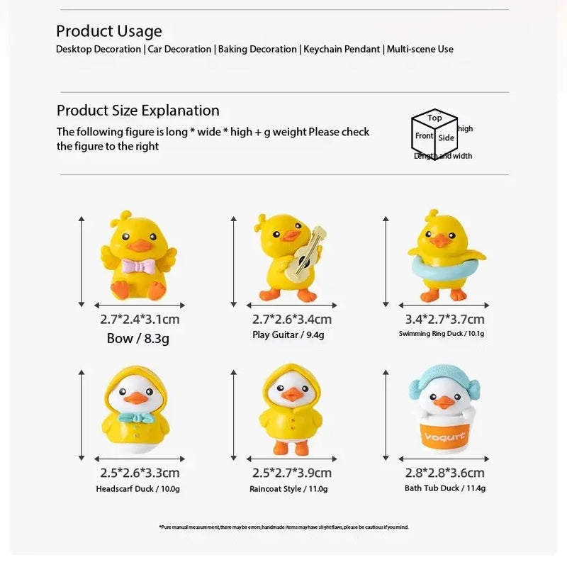2026 Yellow Duck Desk Decor Set of 6PCS Cute Duck Car Dashboard Decorations, Rear View Mirror Ornament, Cute Cartoon Style Desk Companions Interior Accessories for Home Offices Cubicles Playful Charming Desktop Decoration