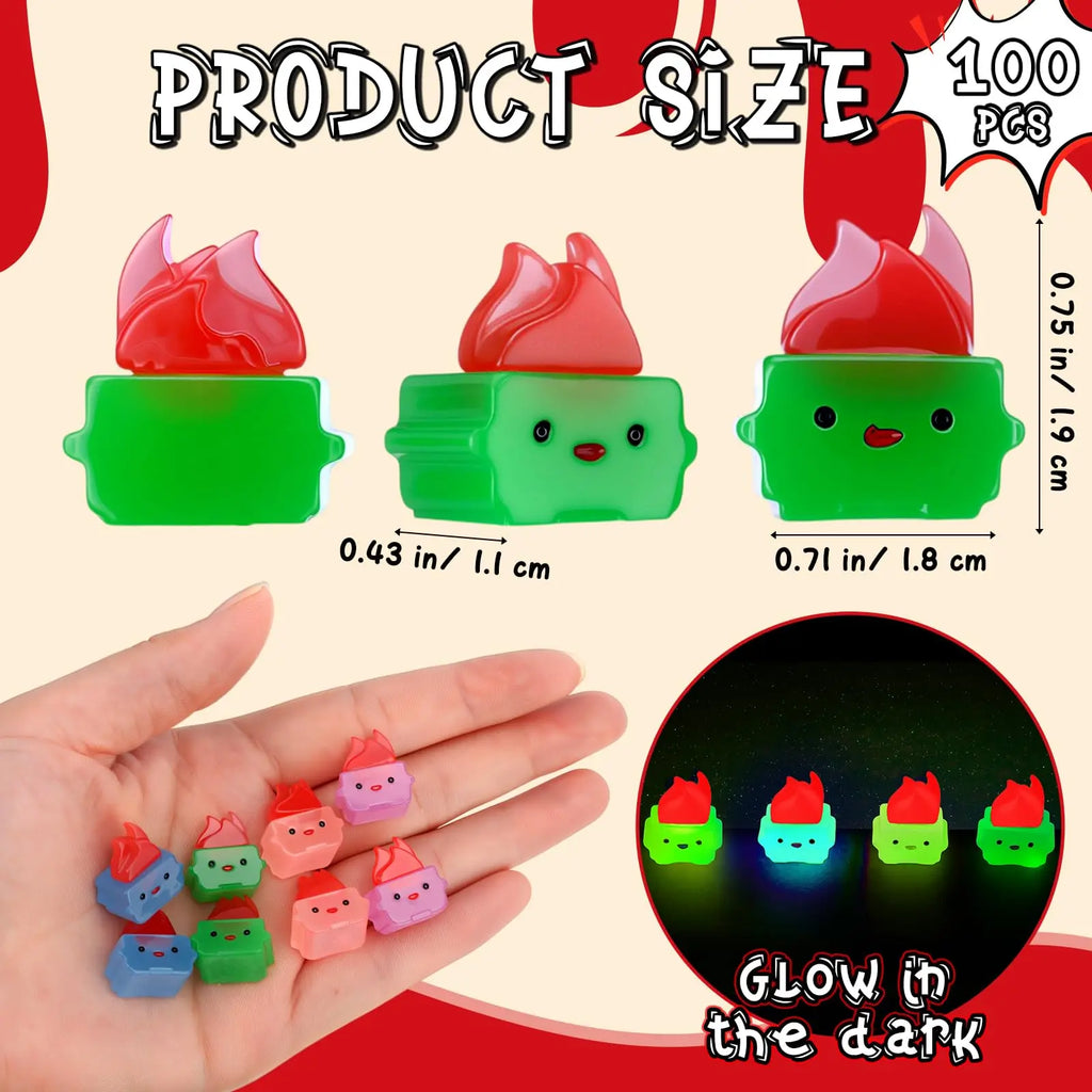 50/100Pcs Mini Luminous Dumpster Fire Ornaments Humorous Nurse Teacher Appreciation Gifts, Glow in Dark Resin Figure Anxiety Relief Emotional Support Gift for Employee IT Administrative Service Industry Workers Desk Office Home Decoration