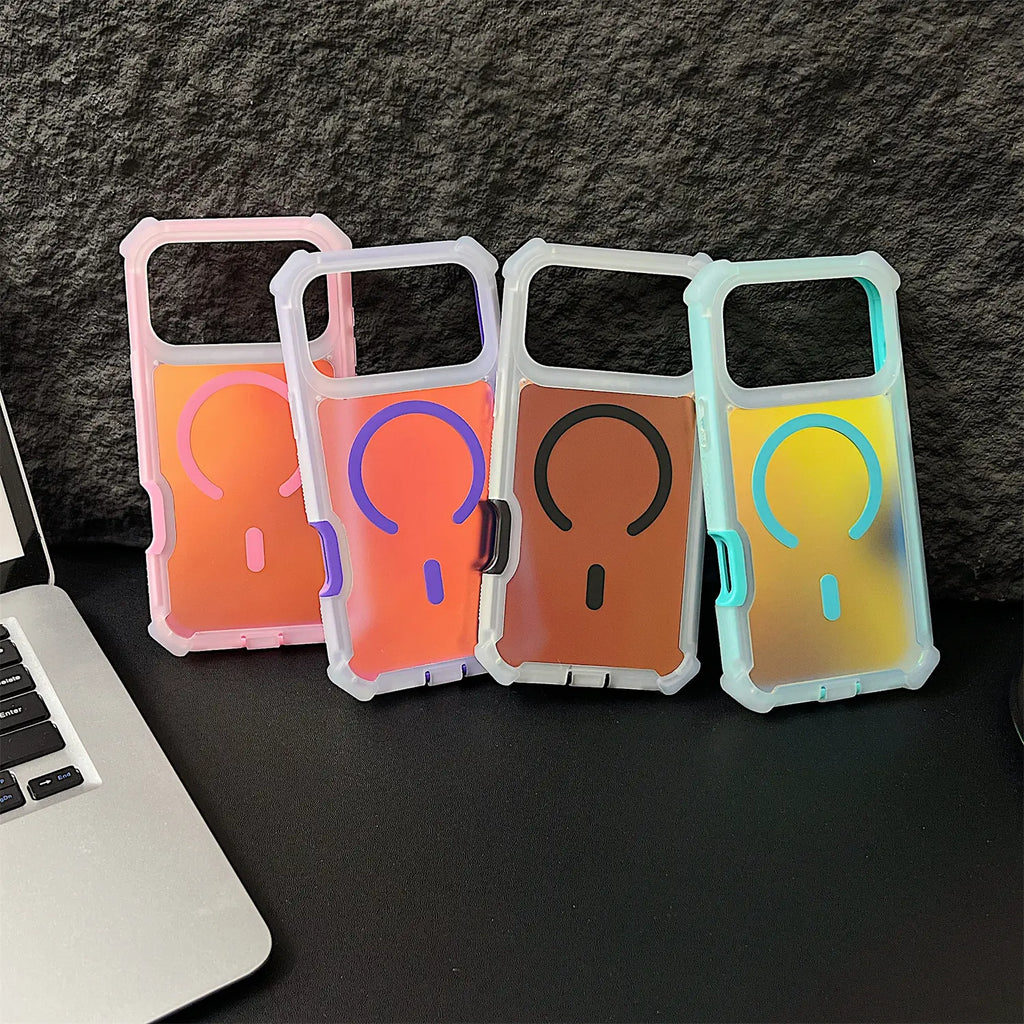 HOTSIAD Iridescent Laser Fluorescent Cute Phone Case [Magsafe Compatible] Shockproof Anti-Slip Anti-Scratch Drop Protection Case for Iphone 17 16 Pro Max 15 14 13 Pro Max