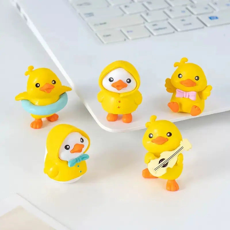 2026 Yellow Duck Desk Decor Set of 6PCS Cute Duck Car Dashboard Decorations, Rear View Mirror Ornament, Cute Cartoon Style Desk Companions Interior Accessories for Home Offices Cubicles Playful Charming Desktop Decoration