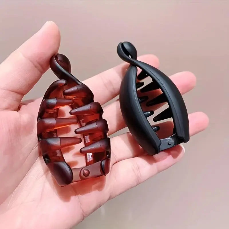 Women'S 4 Non-Slip Banana Hair Clips - Vintage Oval Leopard Print, Amber and Black, Fashion Hair Accessories for Secure Ponytails, Bun Hairstyles